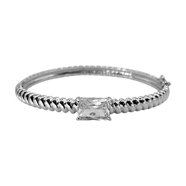 Bracelete zircônia cristal ródio semijoia PU 954