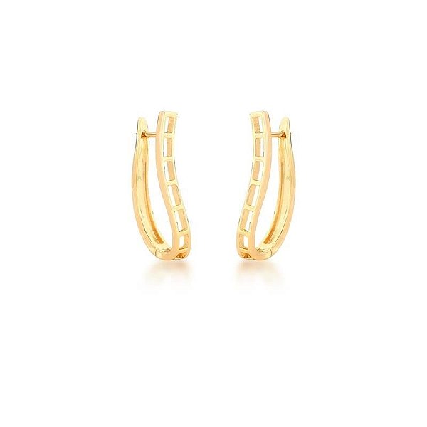 Brinco argola oval vazada ouro semijoia