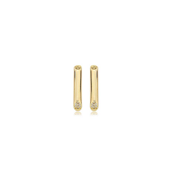 Brinco canudo zircônia ouro semijoia BZ21567AU