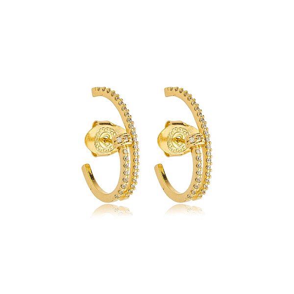 Brinco ear hook zircônia ouro semijoia BZ21547AU