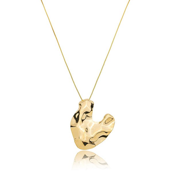 Colar ondas orgânico ouro semijoia CZ21481AU