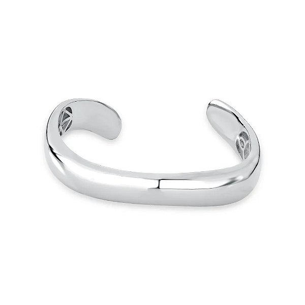 Bracelete orgânico curvado ródio semijoia