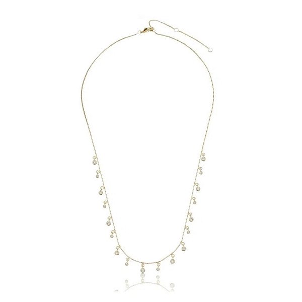 Colar curto penduricalhos zircônias ouro semijoia