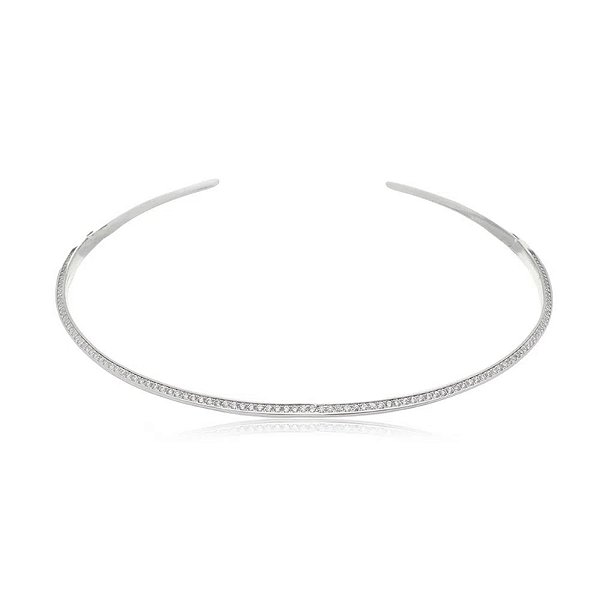 Colar aro articulado zircônia ródio semijoia