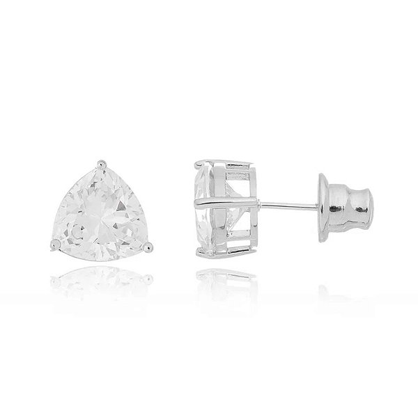 Brinco triangular zircônia ródio semijoia