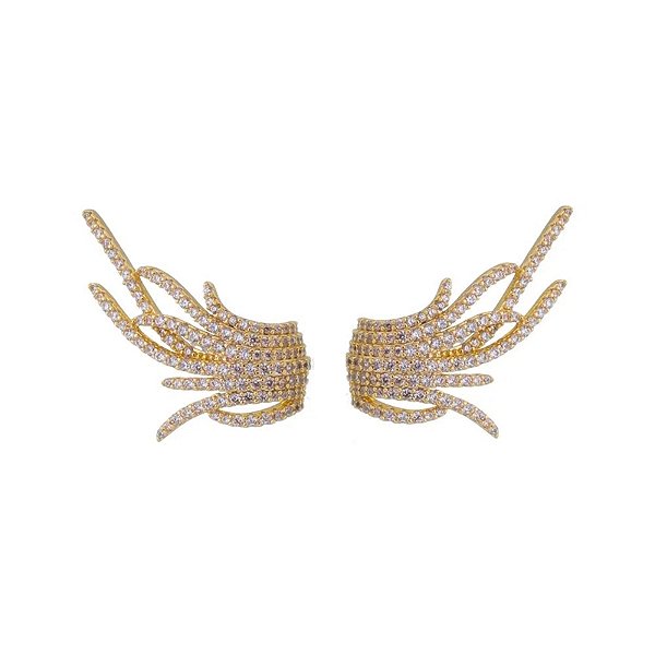 Brinco ear cuff zircônia ouro semijoia