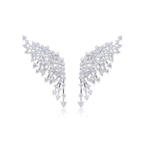 Brinco ear cuff asas zircônia ródio semijoia