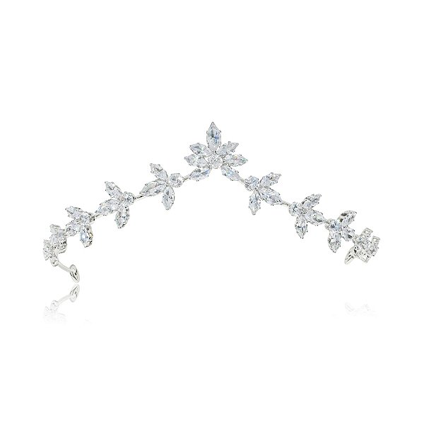 Tiara coroa noiva zircônia prateado 4698304