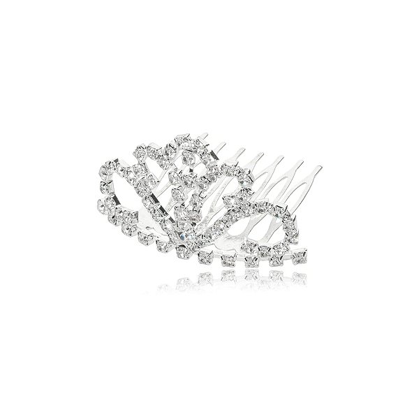 Pente coroa strass prateado 1773404