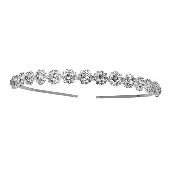 Tiara metal flores zircônia prateado TR450