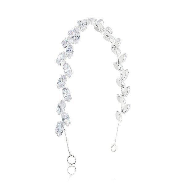Tiara coroa noiva folhas cristais prateado 3328301