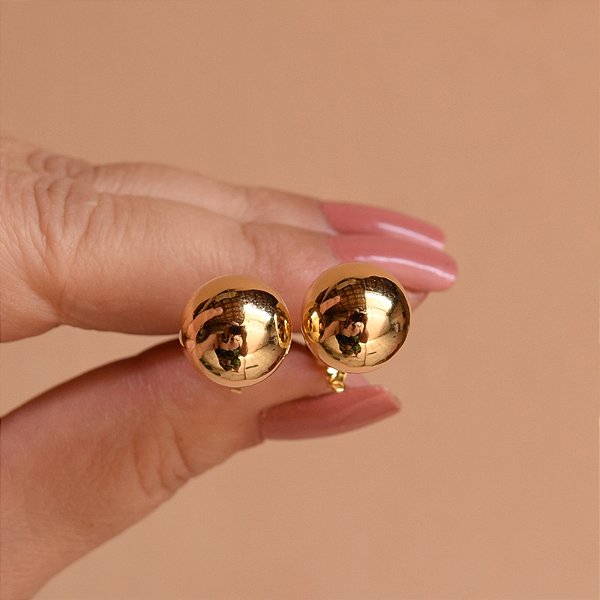 Brinco pressão esfera g ouro semijoia 4837305