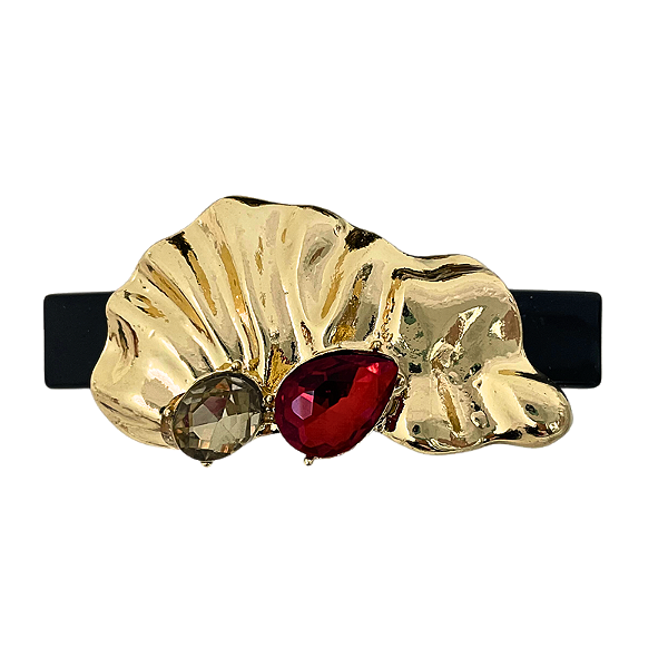 Presilha acetato preto organic cristal vermelho