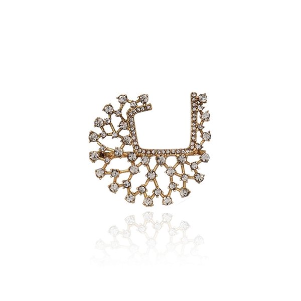 Brinco ear cuff Claudia Arbex encaixe cristais fumê ouro vintage