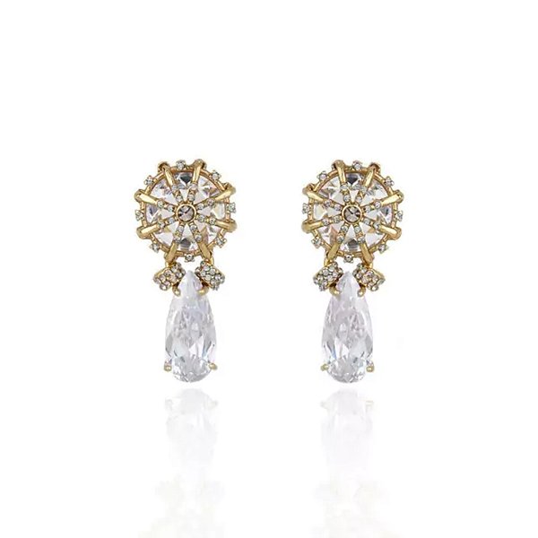 Brinco Claudia Arbex gota cristais fumê ouro vintage