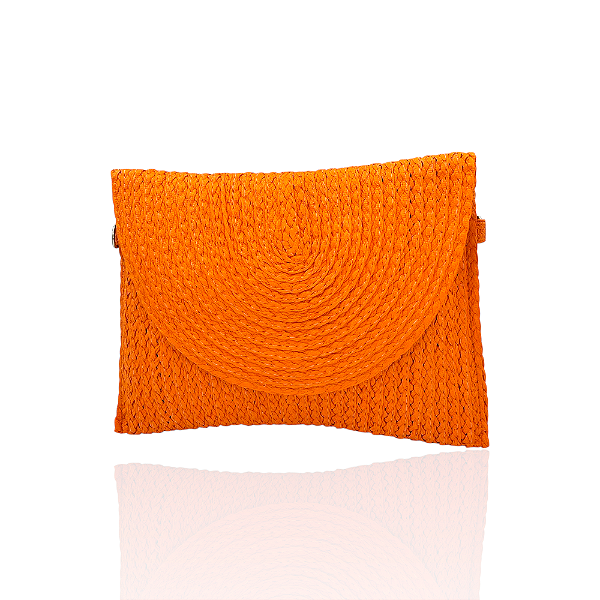 Bolsa carteira palha laranja