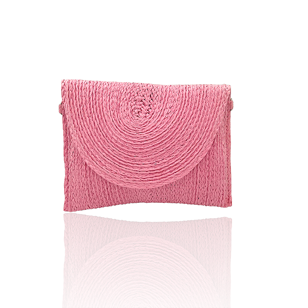 Bolsa carteira palha rosa