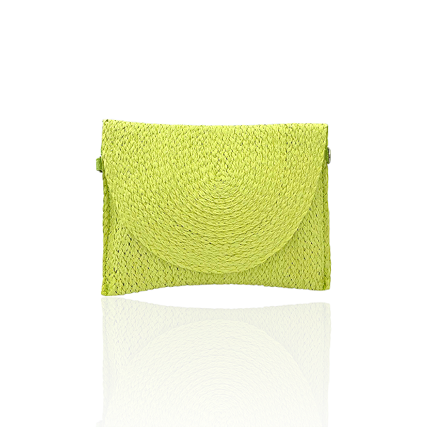 Bolsa carteira palha verde limão claro