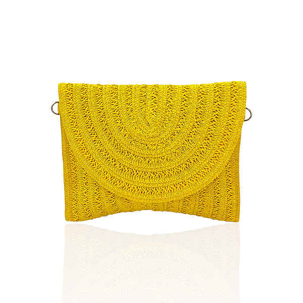 Bolsa carteira palha amarela