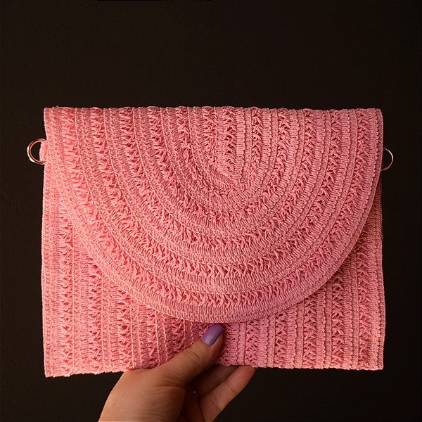 Bolsa carteira palha rosa
