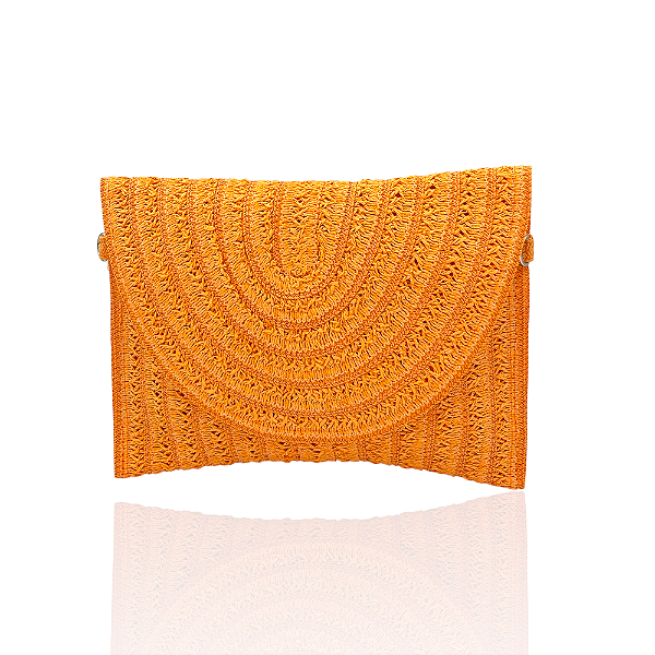 Bolsa carteira palha laranja