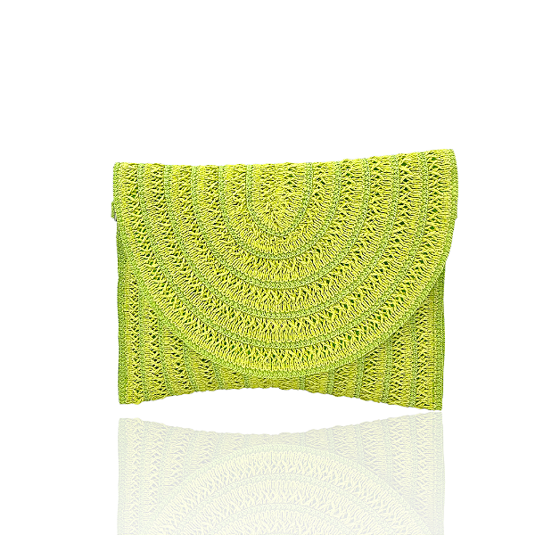 Bolsa carteira palha verde limão