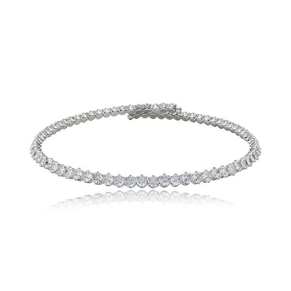 Colar aro choker zircônia ródio semijoia XL 2282