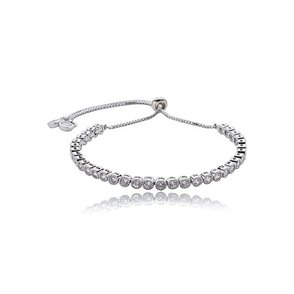 Pulseira gravatinha cristal ródio semijoia SL-33