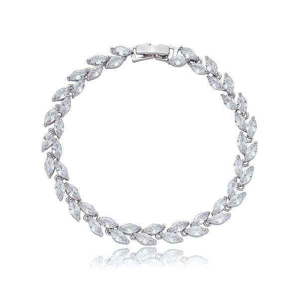 Pulseira zircônia navete ródio semijoia SL-220515