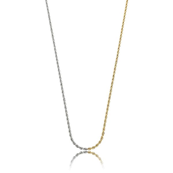 Colar cordão baiano ouro e ródio semijoia CZ20937CL