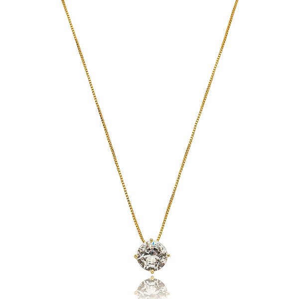 Colar ponto de luz cristal ouro semijoia CZ21682AU