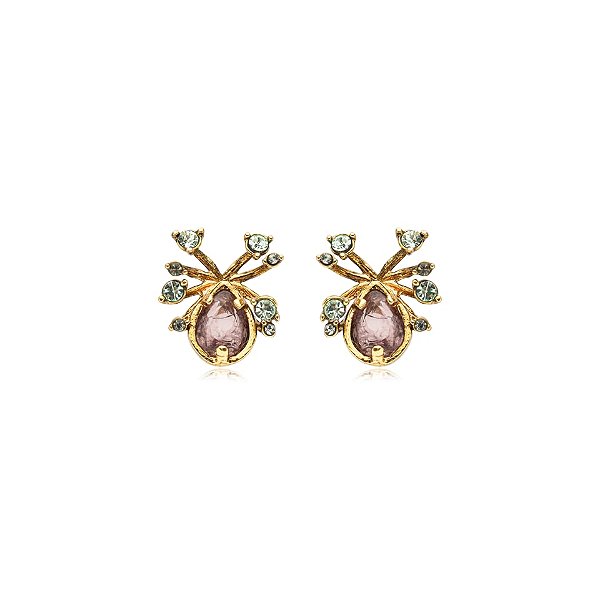 Brinco Claudia Arbex gota cristal roxo ouro vintage
