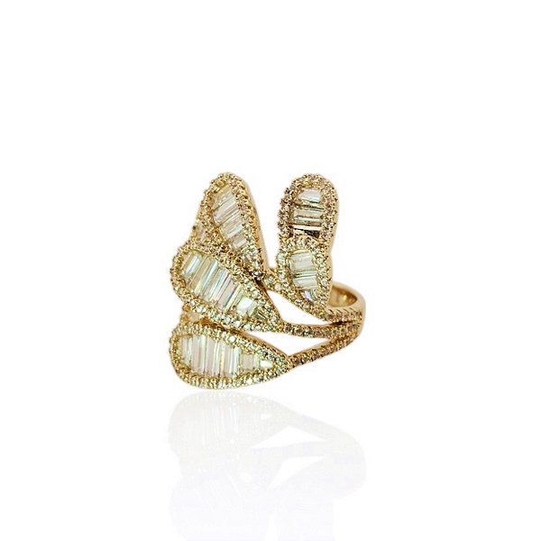 Anel pétalas zircônia ouro semijoia JZ-230613