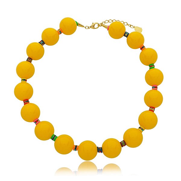 Colar Lázara Design bolas amarelo