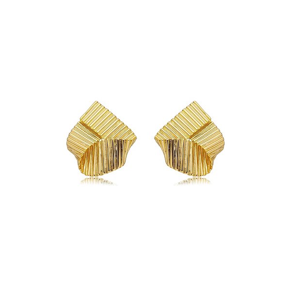 Brinco Elaine Palma metal torcido ouro semijoia