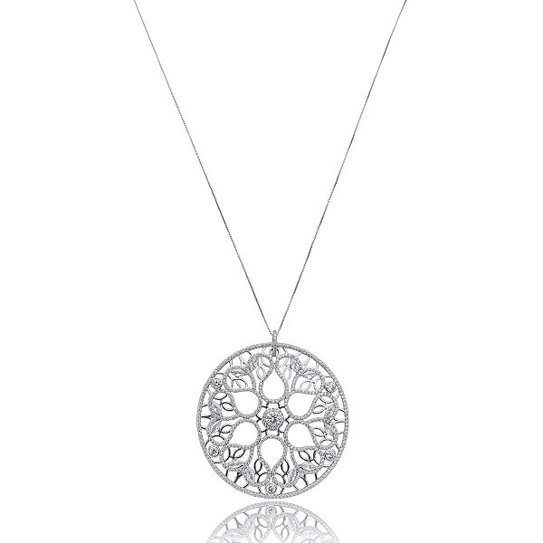 Colar Elaine Palma mandala zircônia ródio semijoia