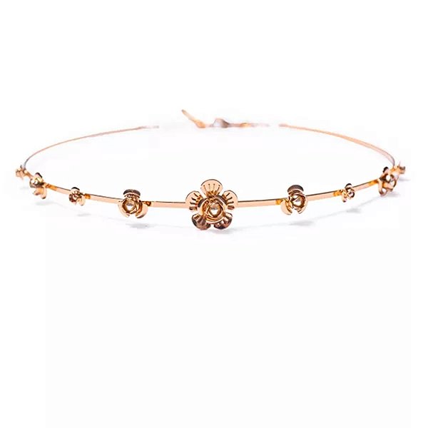 Colar choker aro flores ouro semijoia