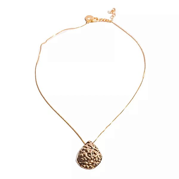 Colar gota metal amassado p ouro semijoia