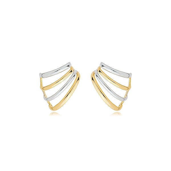 Brinco aros ouro e ródio semijoia BZ21305AU