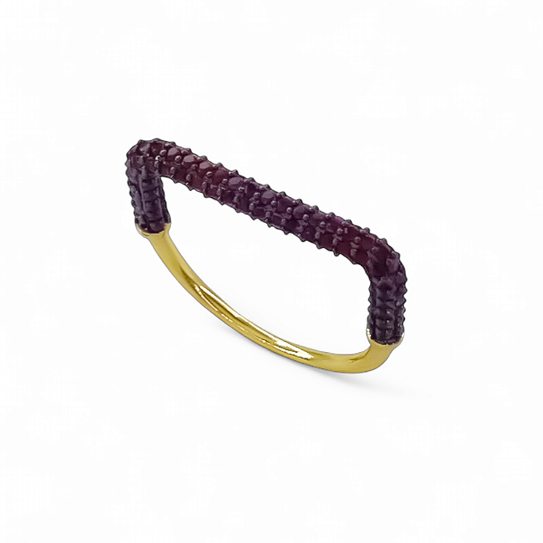 Anel reto zircônia pink ouro semijoia