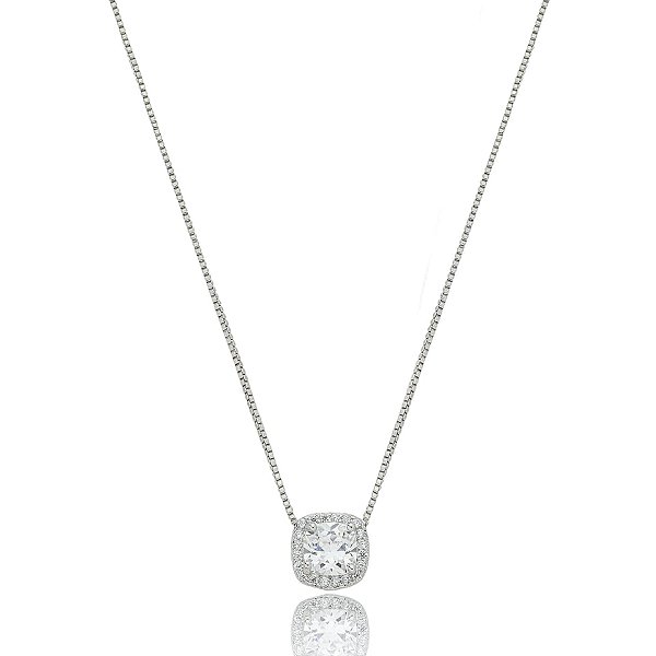Colar quadrado zircônia ródio semijoia 022366