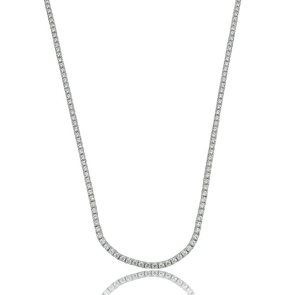 Colar choker zircônia ródio semijoia 022711