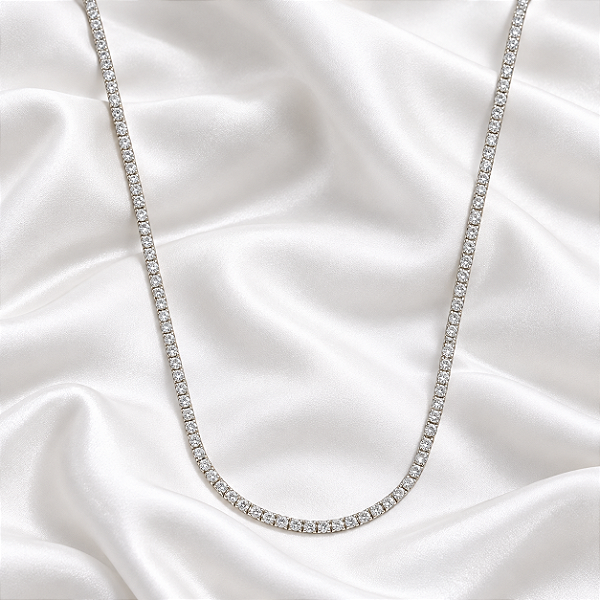 Colar Choker Riviera Zircônia Ródio Semijoia 022711