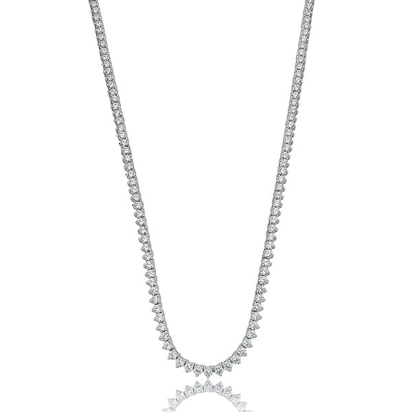 Colar choker zircônia ródio semijoia 022713