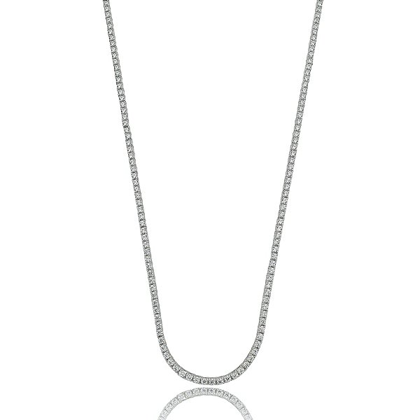 Colar curto zircônia ródio semijoia 020712