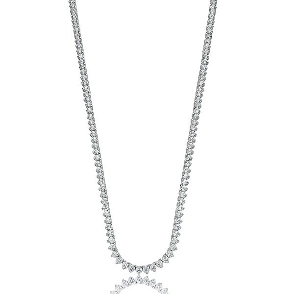 Colar curto zircônia ródio semijoia 013812