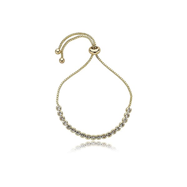 Pulseira gravatinha zircônia ouro semijoia
