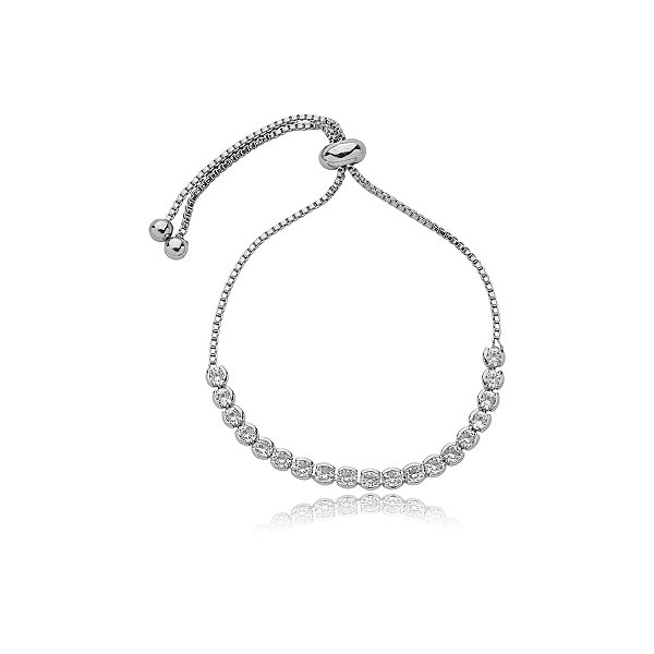 Pulseira gravatinha zircônia ródio semijoia