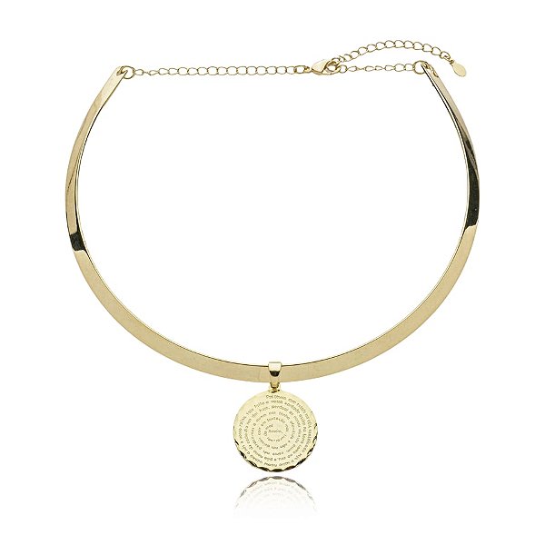 Colar aro oração Pai Nosso ouro semijoia 9553