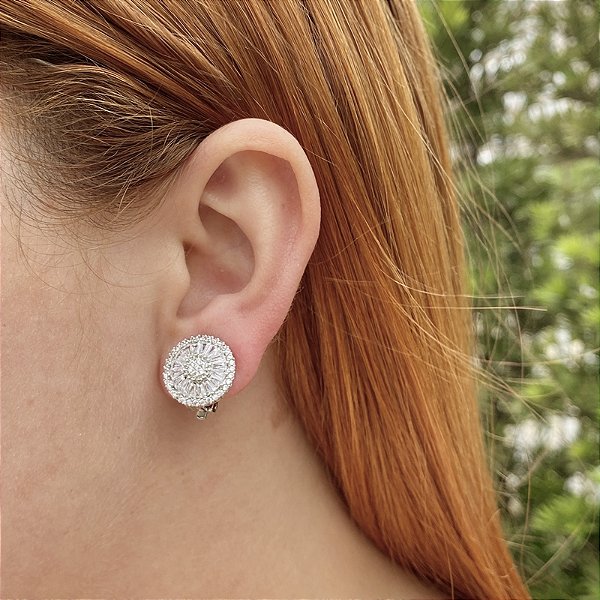 Brinco pressão pizza zircônia ródio semijoia 18768